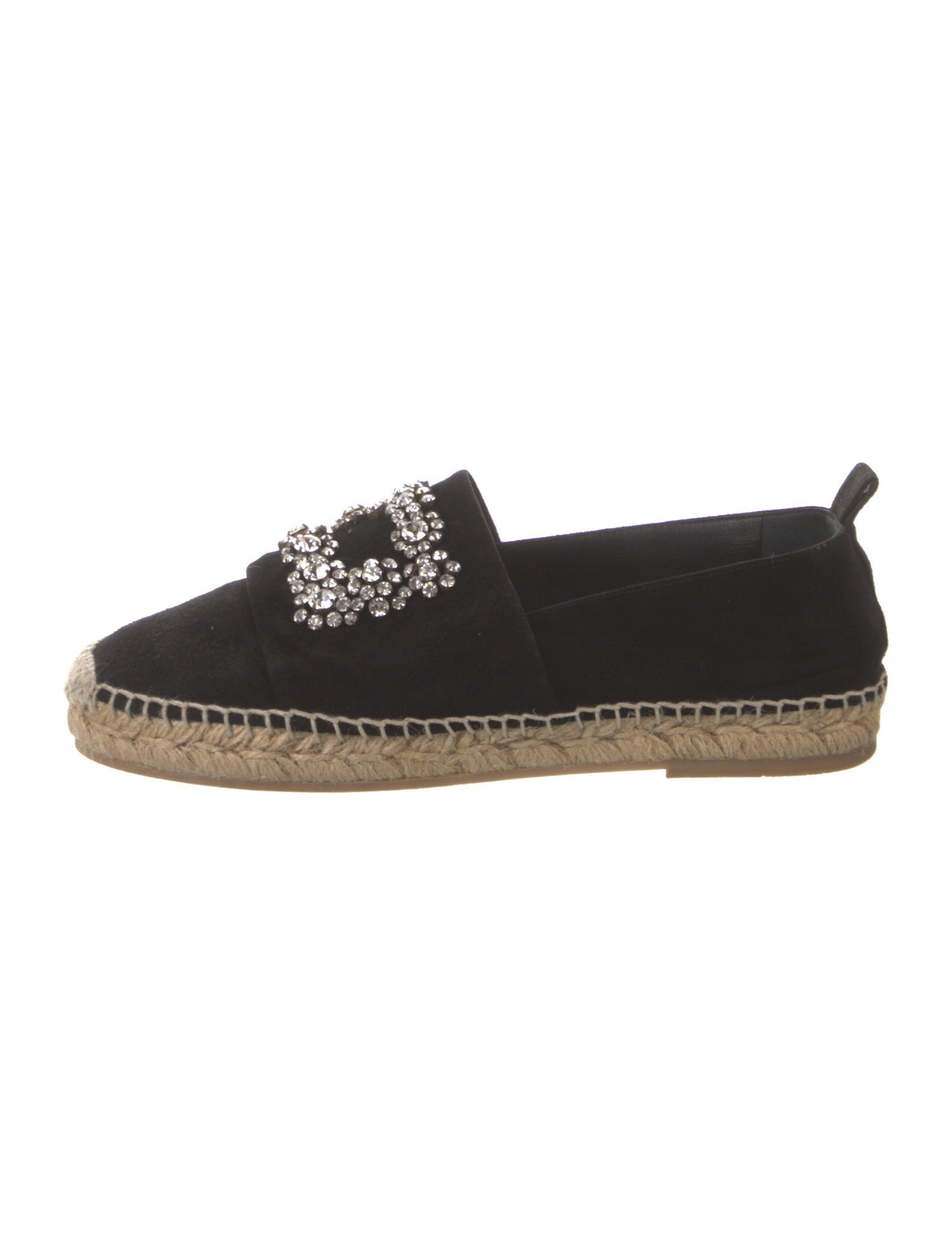 Roger Vivier Canvas Crystal Embellishments Espadrilles