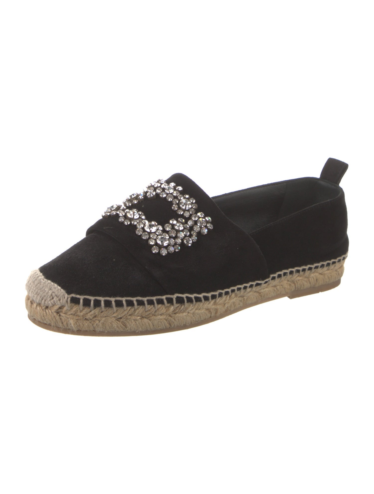 Roger Vivier Canvas Crystal Embellishments Espadrilles
