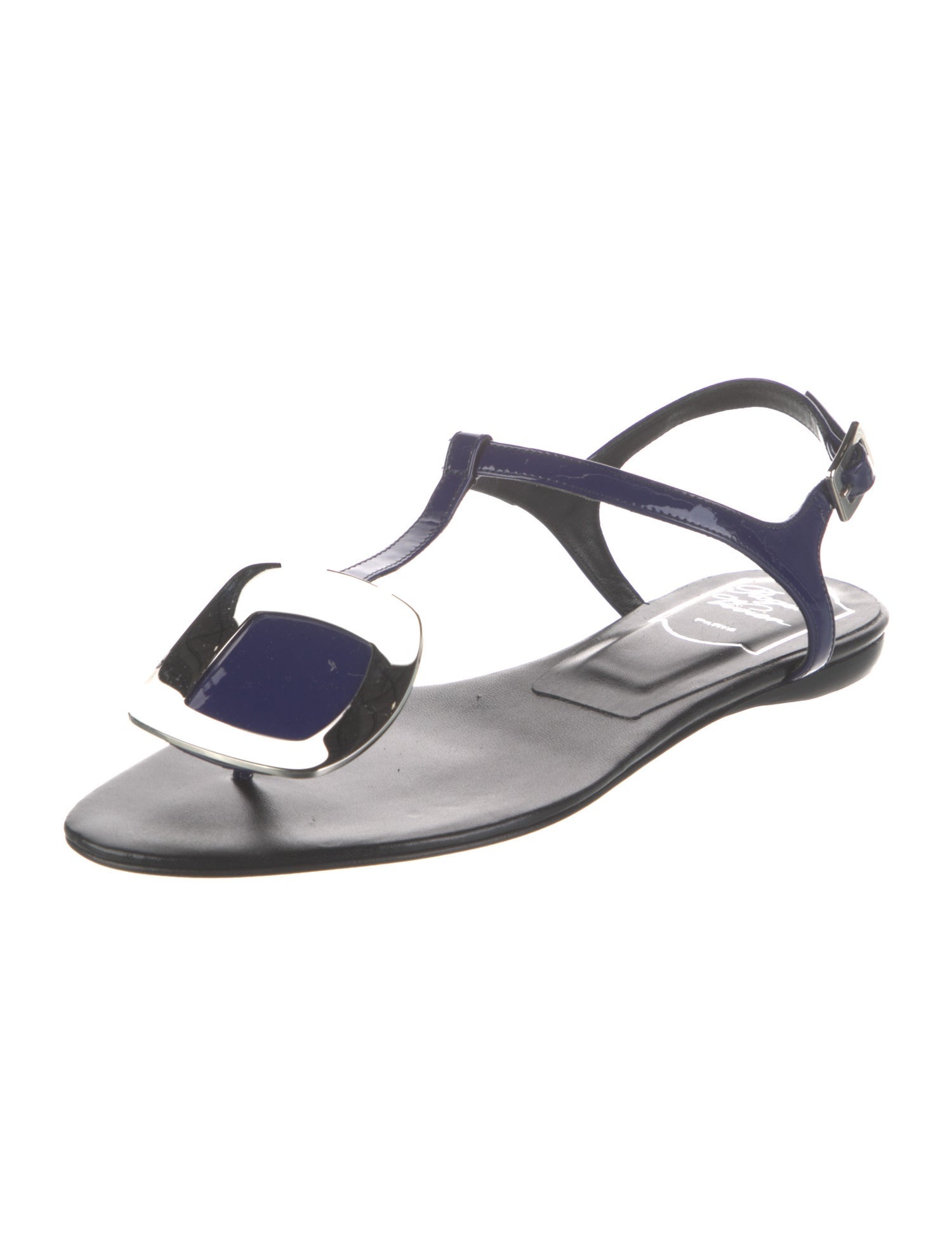 Roger Vivier Patent Leather T-Strap Sandals