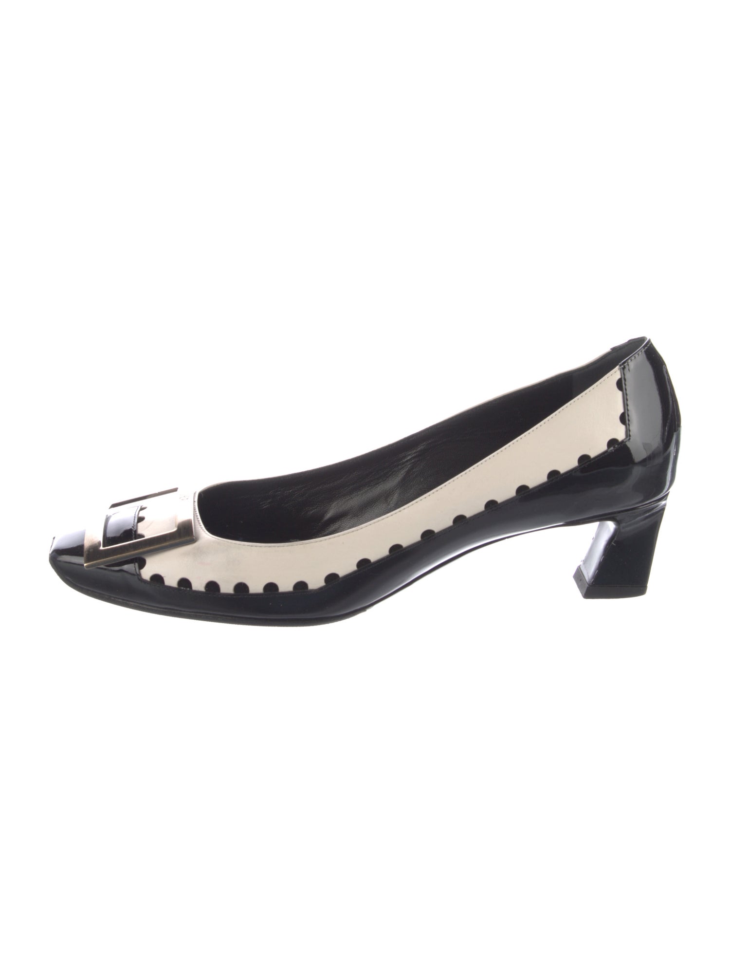 Roger Vivier Patent Leather Colorblock Pattern Flats