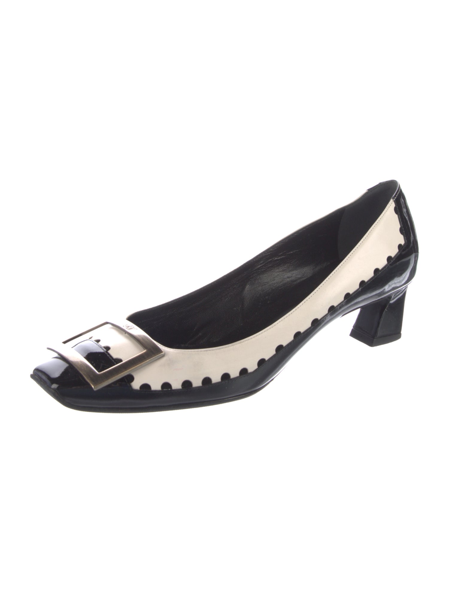 Roger Vivier Patent Leather Colorblock Pattern Flats