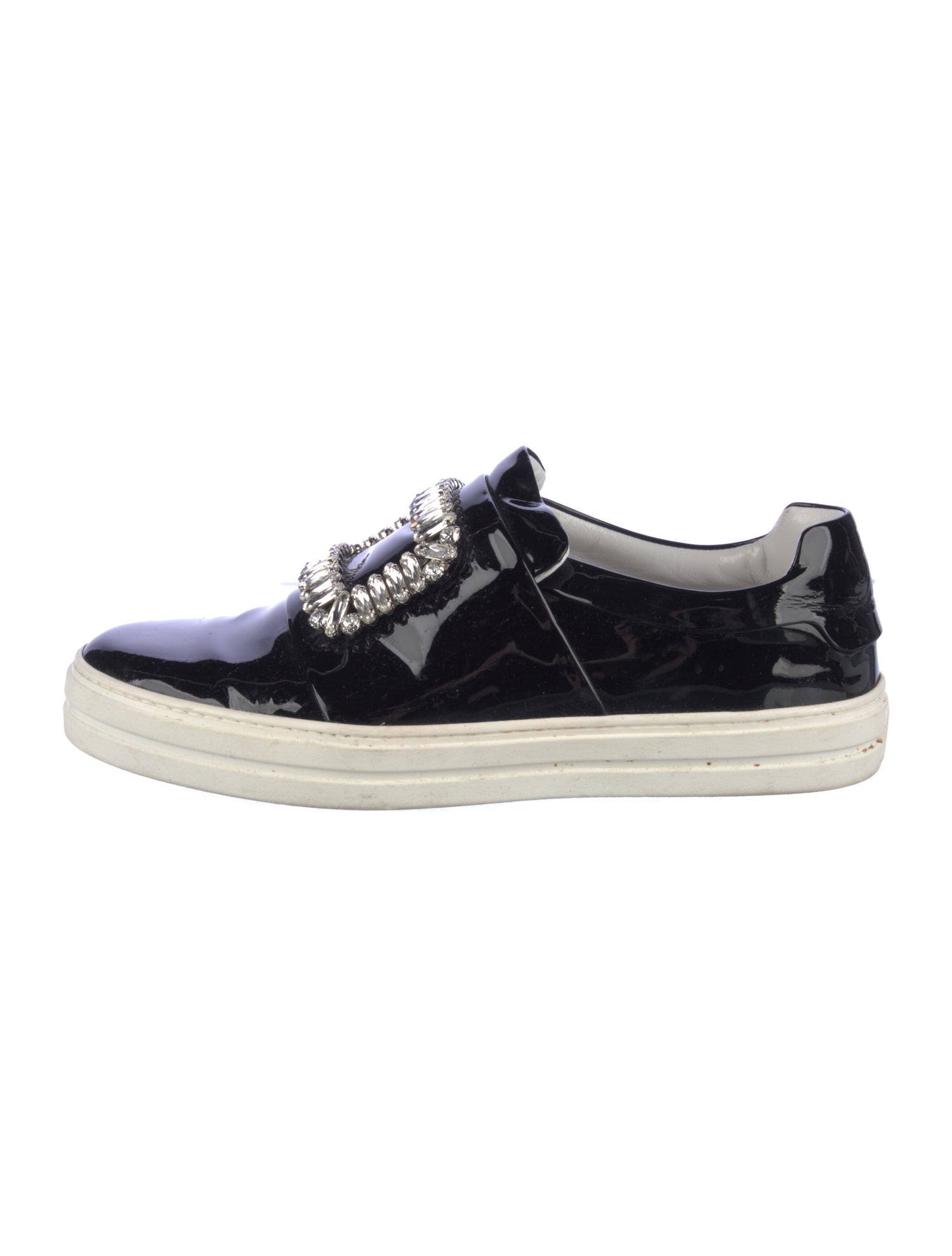 Roger Vivier Patent Leather Crystal Embellishments Sneakers