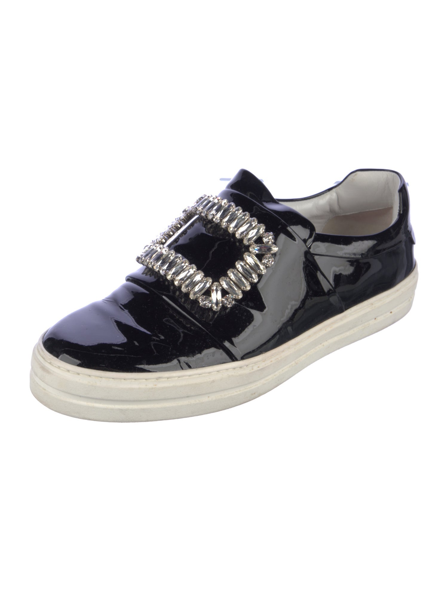 Roger Vivier Patent Leather Crystal Embellishments Sneakers