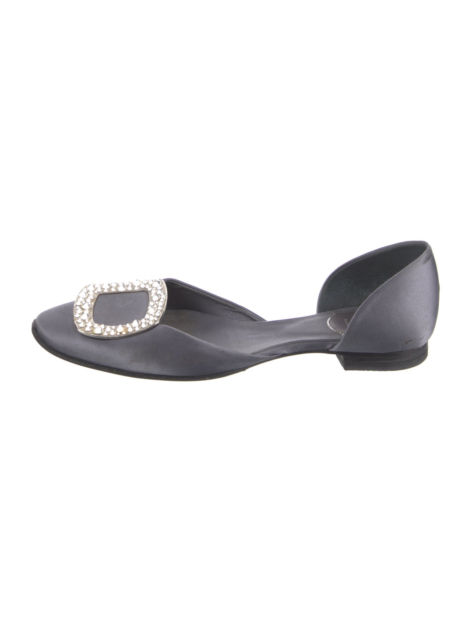 Roger Vivier Satin Crystal Embellishments D'Orsay Flats