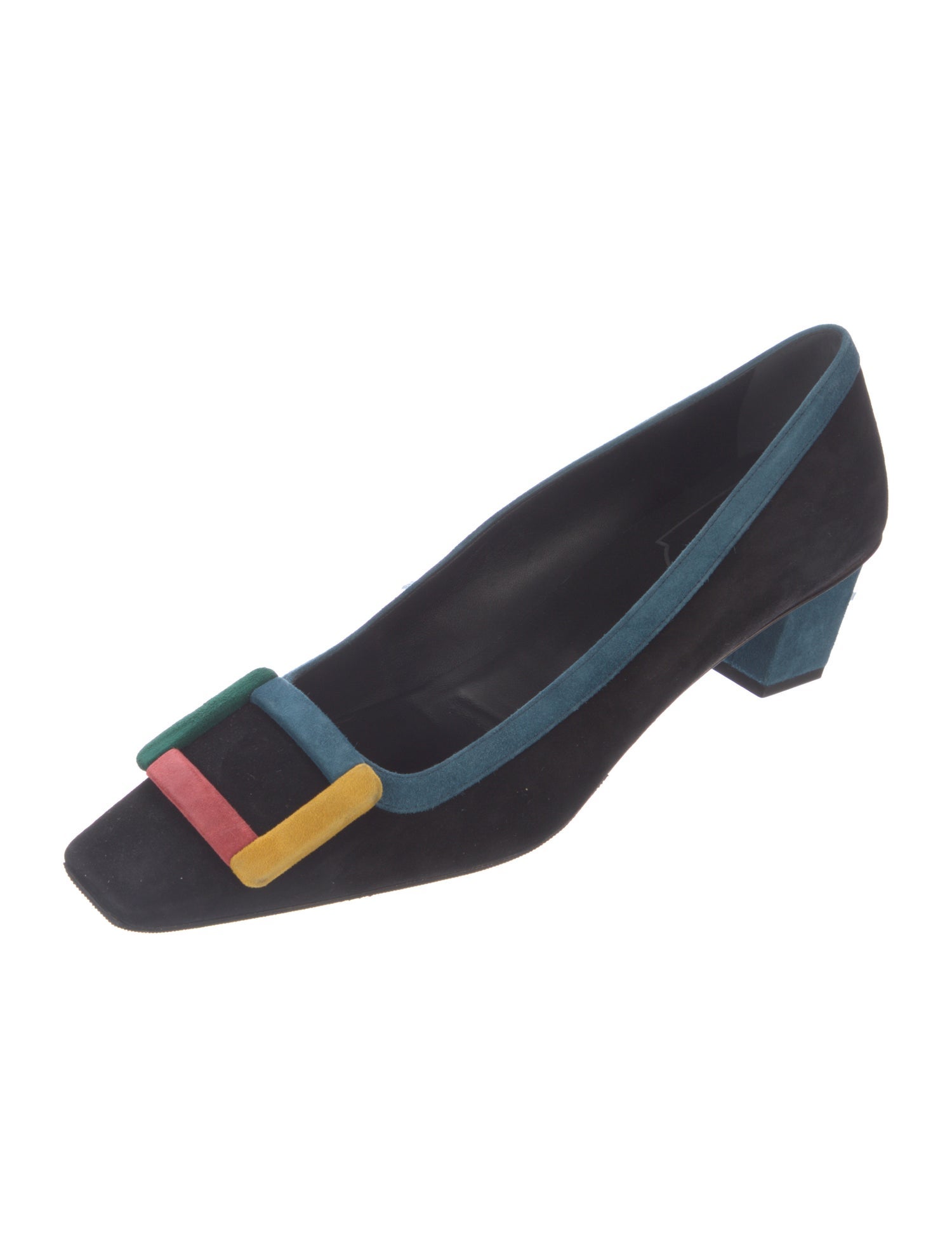 Roger Vivier Suede Colorblock Pattern Pumps