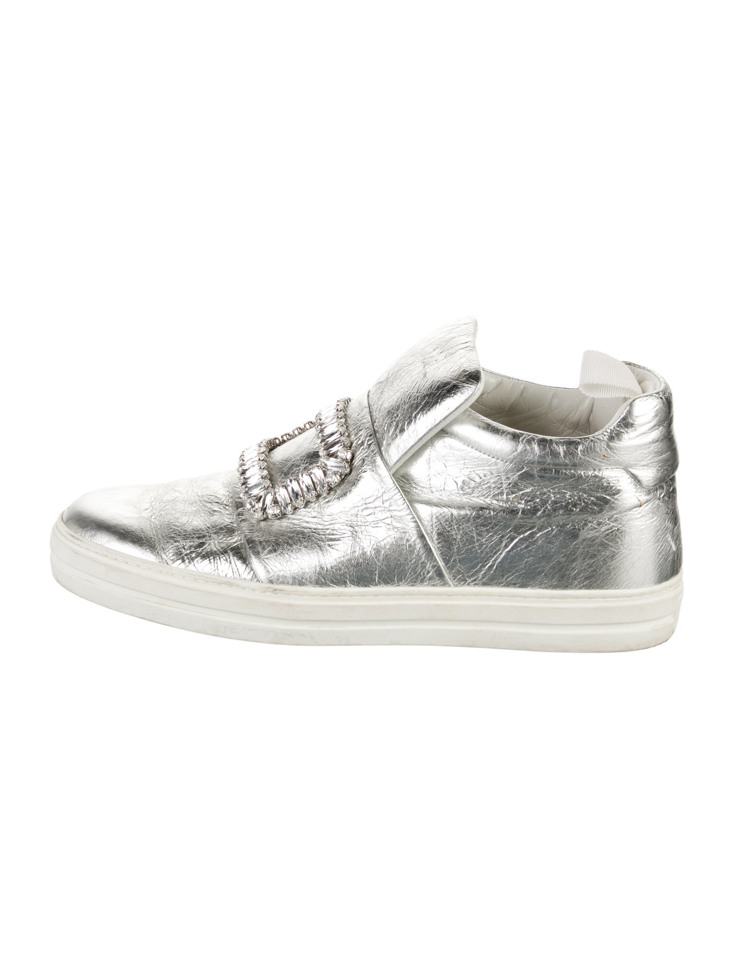 Roger Vivier Leather Crystal Embellishments Sneakers