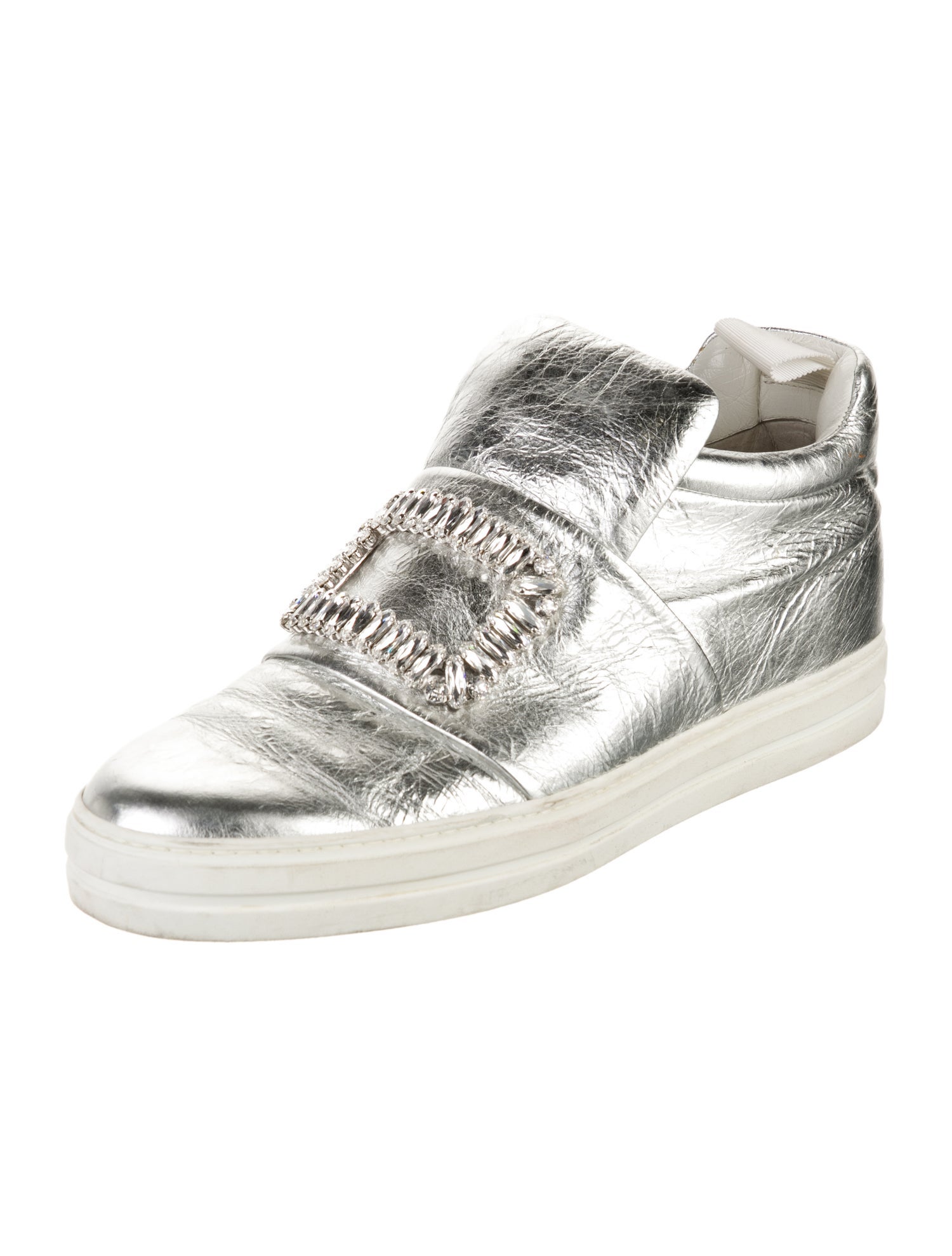 Roger Vivier Leather Crystal Embellishments Sneakers