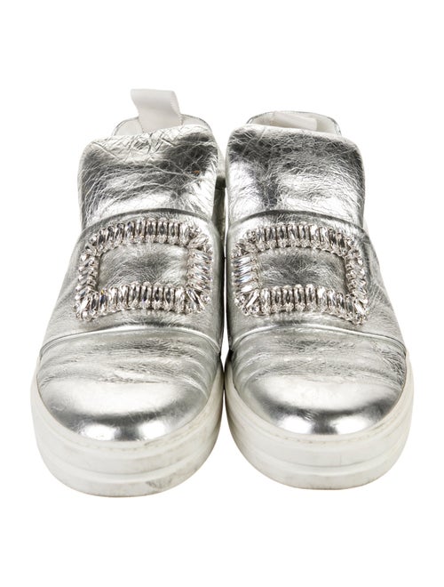 Roger Vivier Leather Crystal Embellishments Sneakers