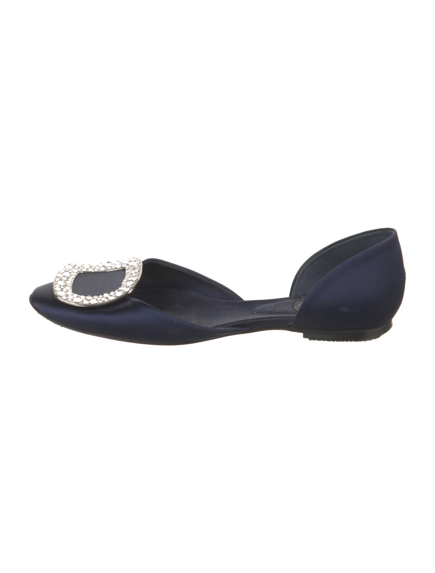 Roger Vivier Satin Crystal Embellishments D'Orsay Flats