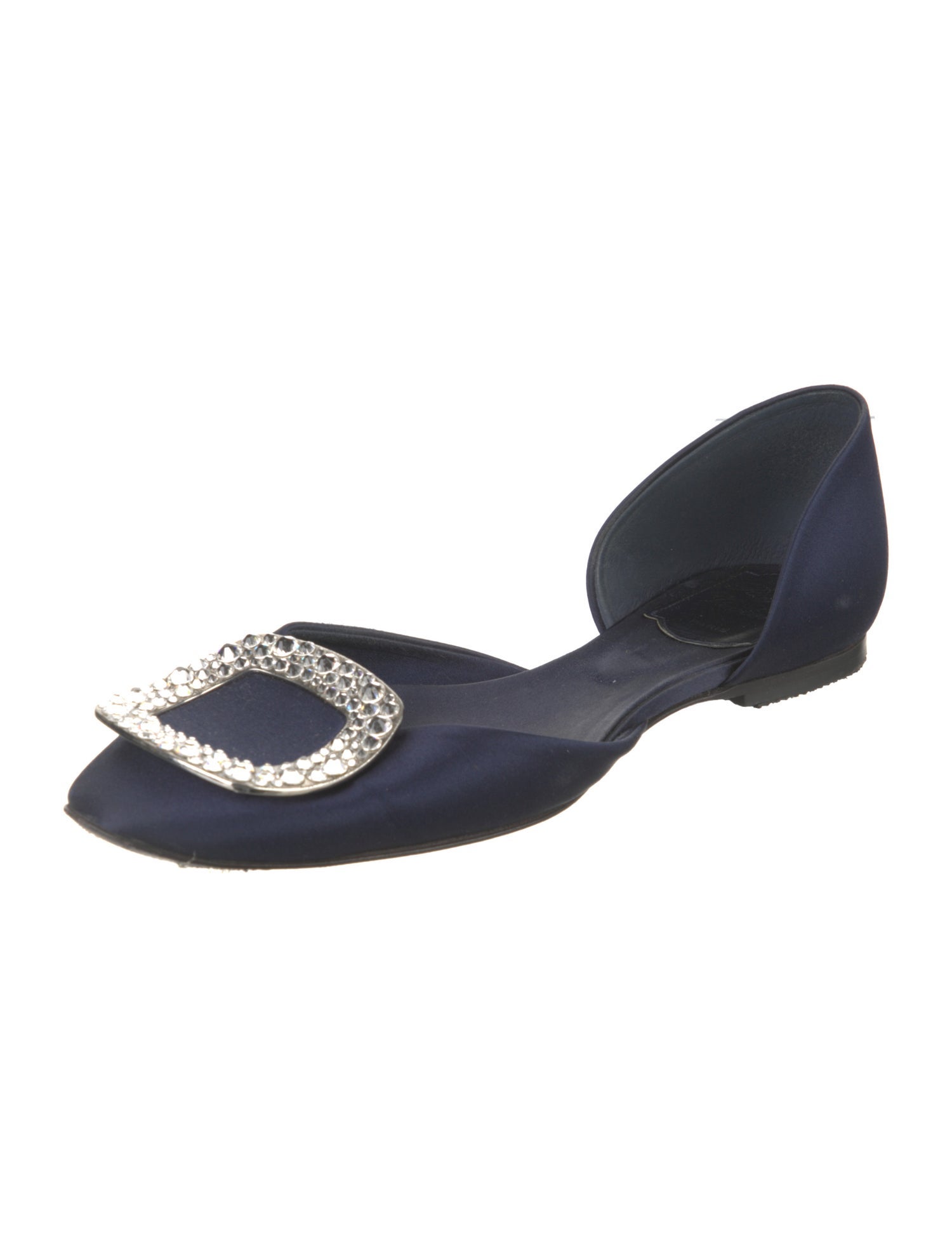 Roger Vivier Satin Crystal Embellishments D'Orsay Flats