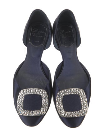 Roger Vivier Satin Crystal Embellishments D'Orsay Flats