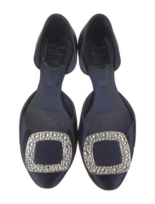 Roger Vivier Satin Crystal Embellishments D'Orsay Flats