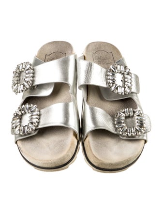 Roger Vivier Leather Colorblock Pattern Slides