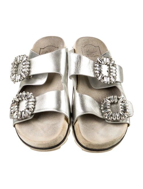 Roger Vivier Leather Colorblock Pattern Slides