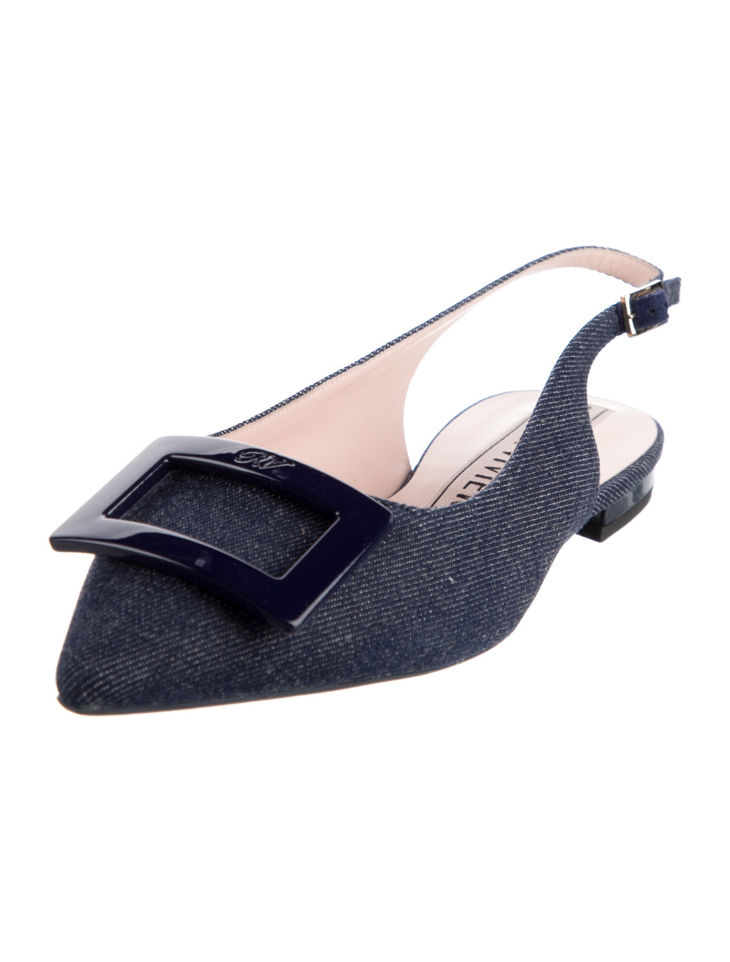 Roger Vivier Denim Slingback Flats