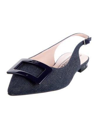 Roger Vivier Denim Slingback Flats