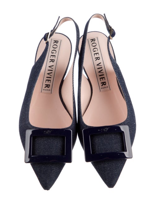 Roger Vivier Denim Slingback Flats