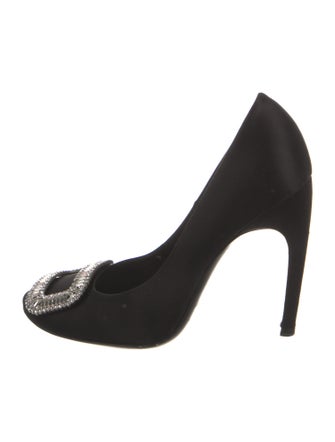 Roger Vivier Satin Crystal Embellishments Pumps