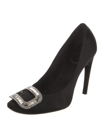 Roger Vivier Satin Crystal Embellishments Pumps