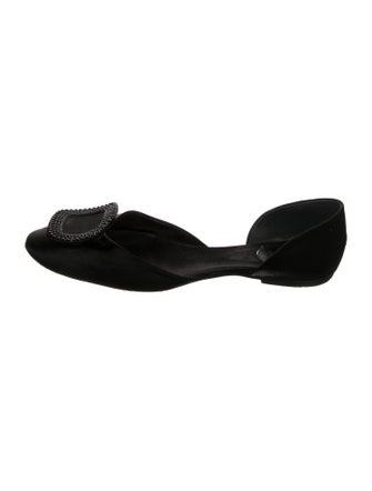 Roger Vivier Satin Crystal Embellishments D'Orsay Flats