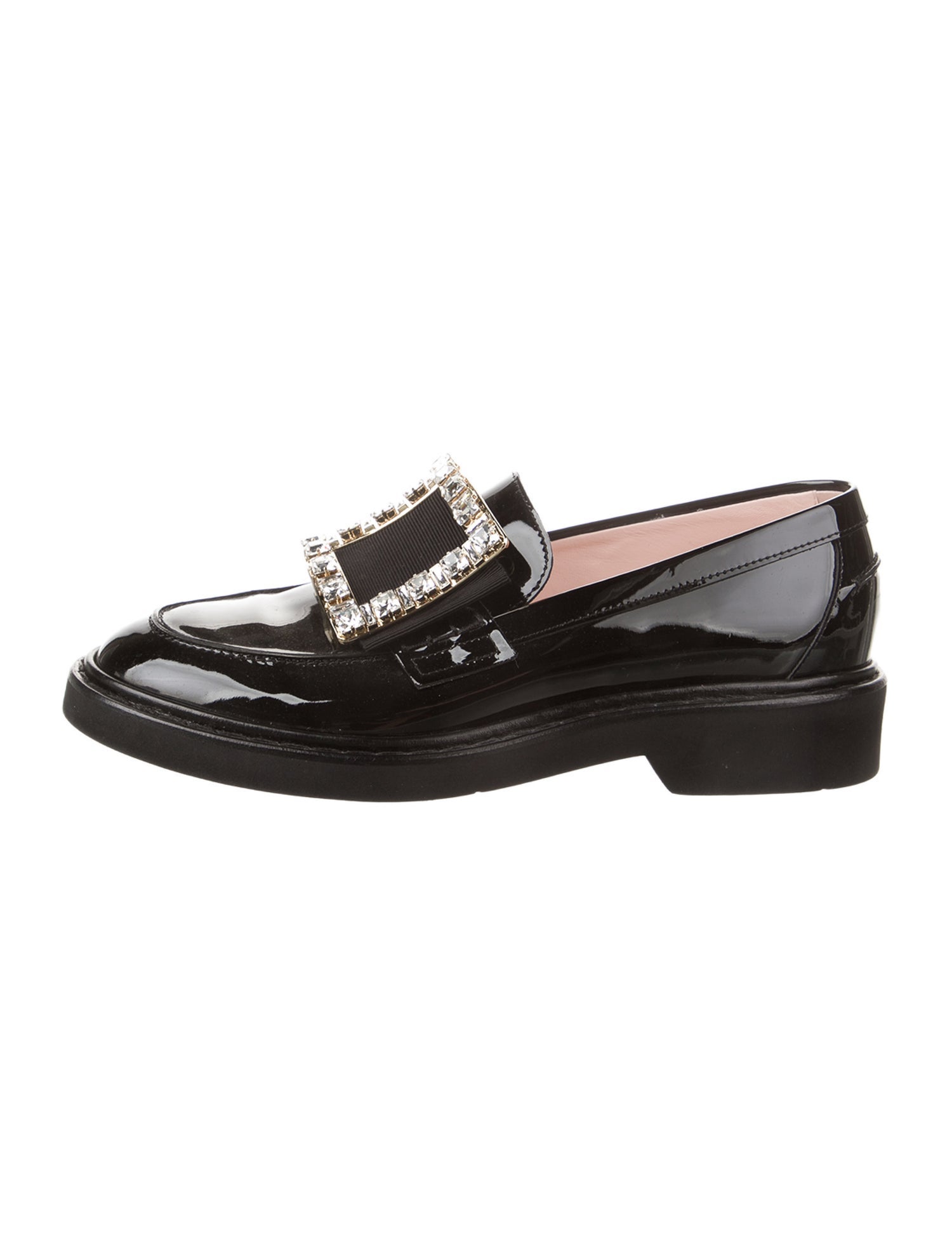 Roger Vivier Patent Leather Crystal Embellishments Loafers