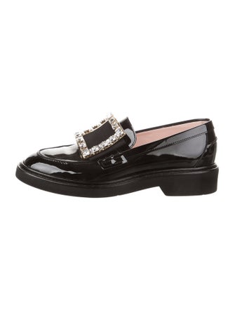Roger Vivier Patent Leather Crystal Embellishments Loafers