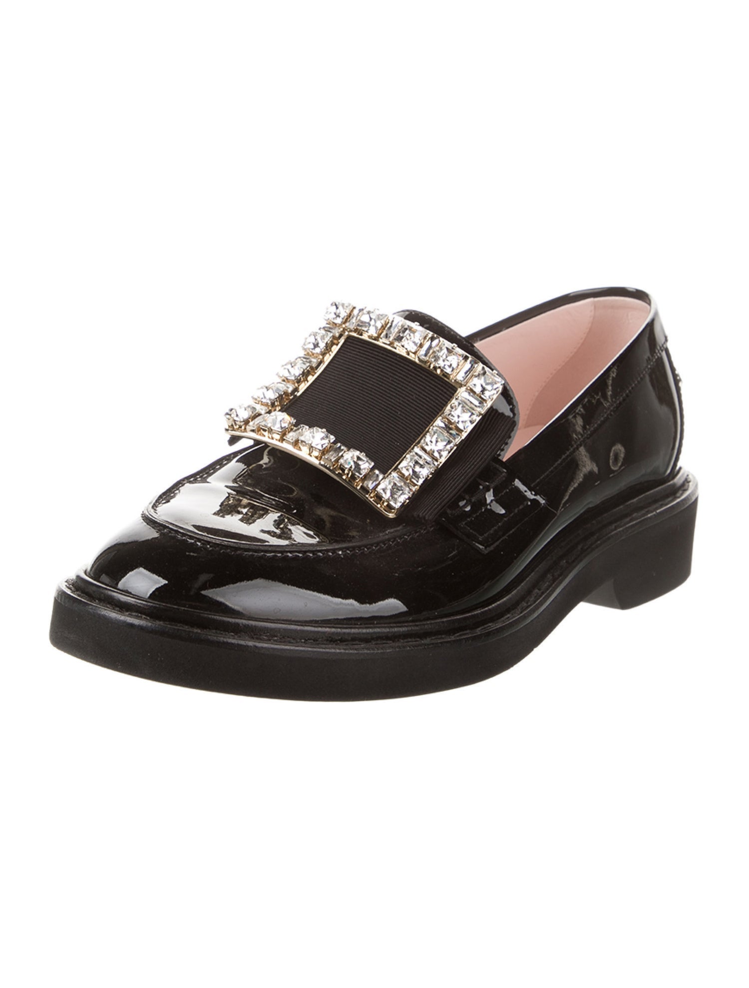 Roger Vivier Patent Leather Crystal Embellishments Loafers