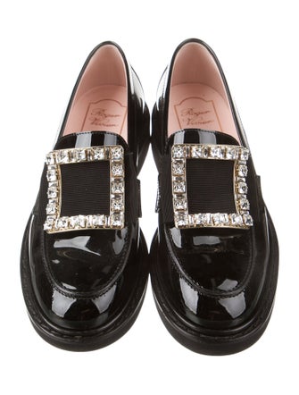 Roger Vivier Patent Leather Crystal Embellishments Loafers