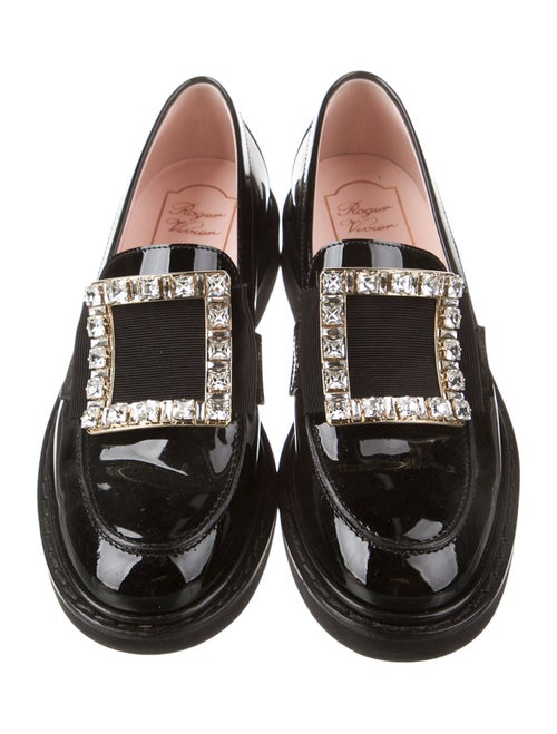 Roger Vivier Patent Leather Crystal Embellishments Loafers