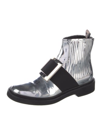 Roger Vivier Patent Leather Crystal Embellishments Boots
