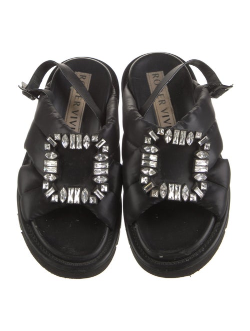Roger Vivier Leather Crystal Embellishments Slingback Sandals