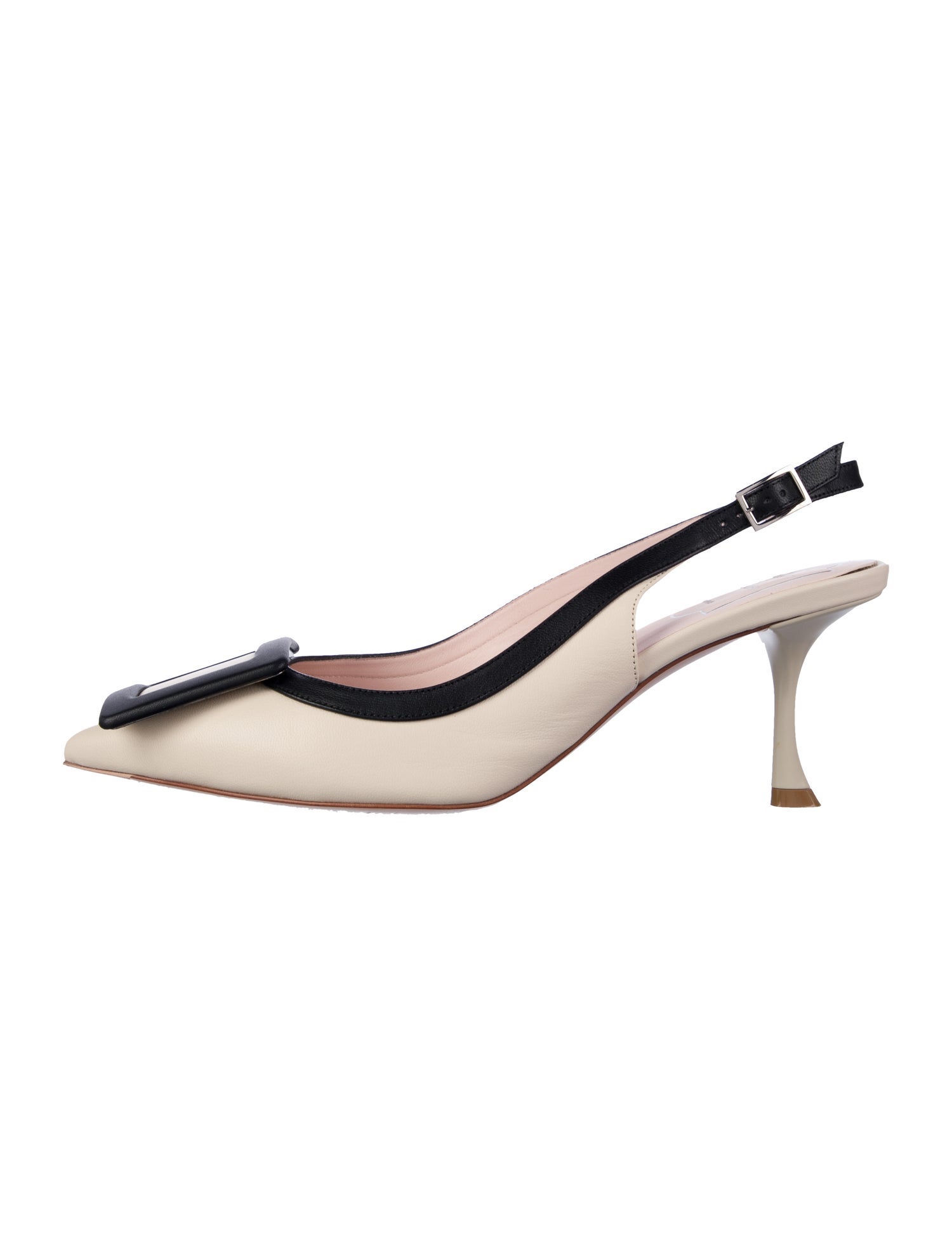 Roger Vivier Leather Colorblock Pattern Slingback Pumps