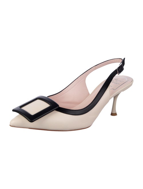 Roger Vivier Leather Colorblock Pattern Slingback Pumps