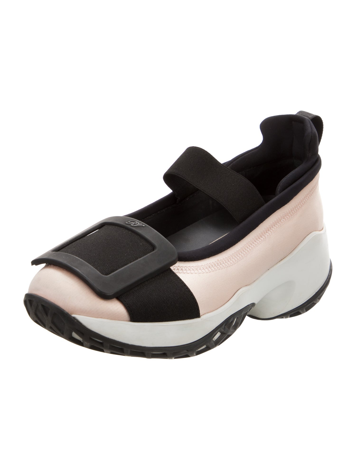 Roger Vivier Satin Colorblock Pattern Sneakers