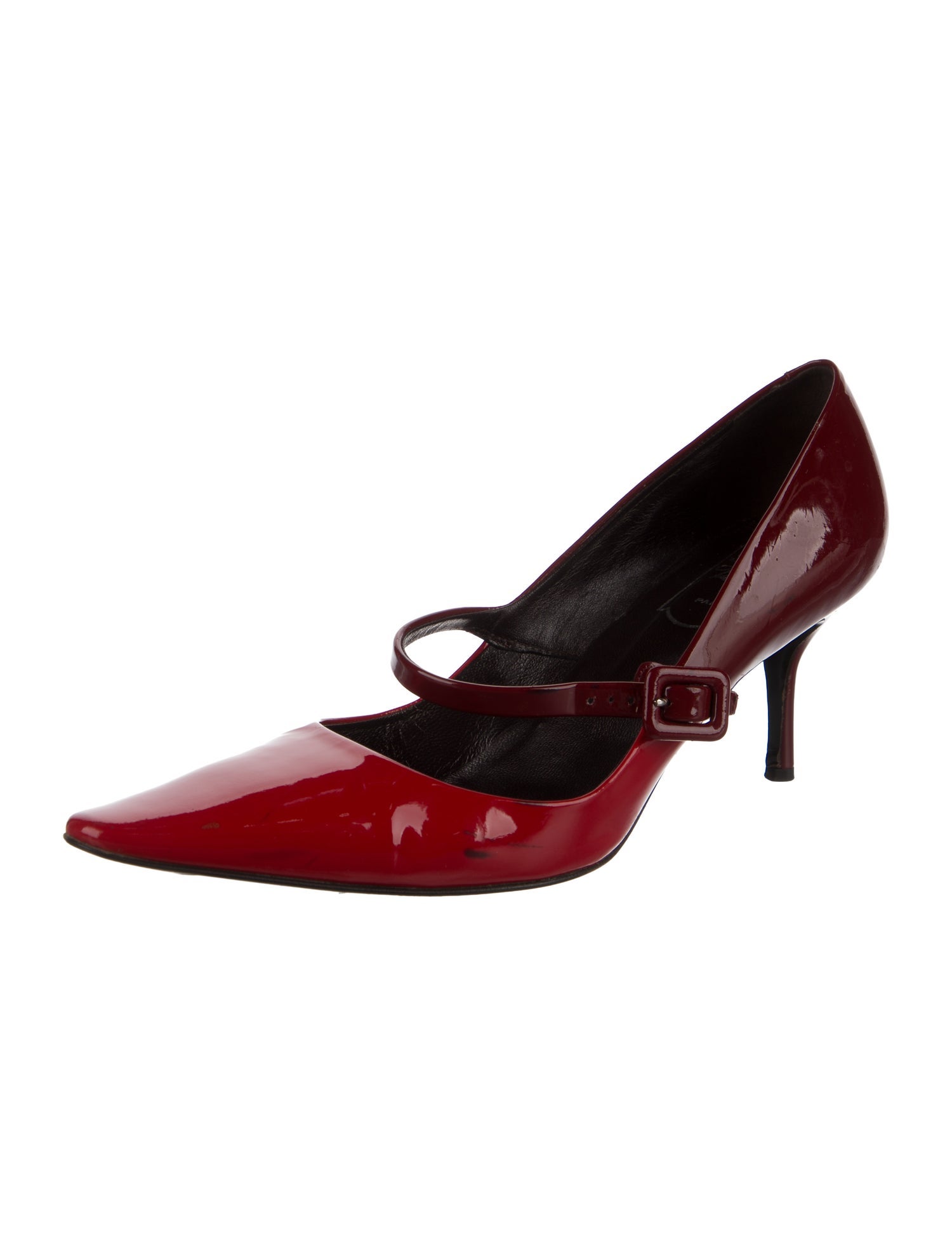 Roger Vivier Patent Leather Colorblock Pattern Pumps