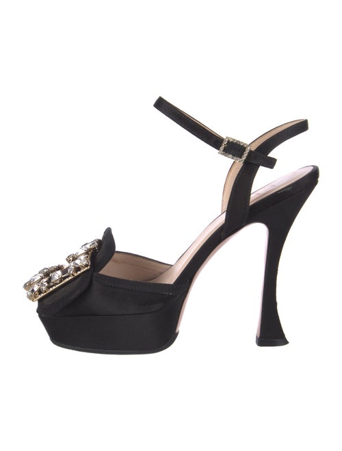 Roger Vivier Satin Crystal Embellishments Slingback Pumps