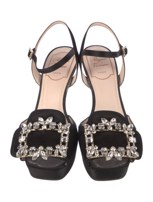 Roger Vivier Satin Crystal Embellishments Slingback Pumps