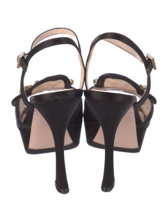 Roger Vivier Satin Crystal Embellishments Slingback Pumps