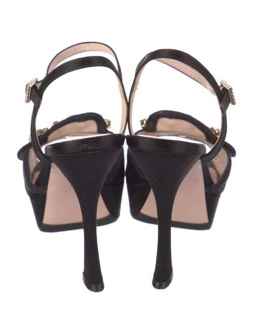 Roger Vivier Satin Crystal Embellishments Slingback Pumps