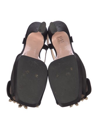 Roger Vivier Satin Crystal Embellishments Slingback Pumps