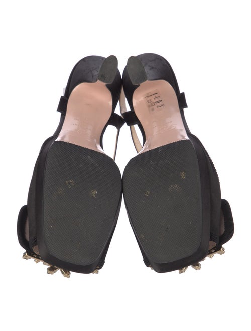 Roger Vivier Satin Crystal Embellishments Slingback Pumps