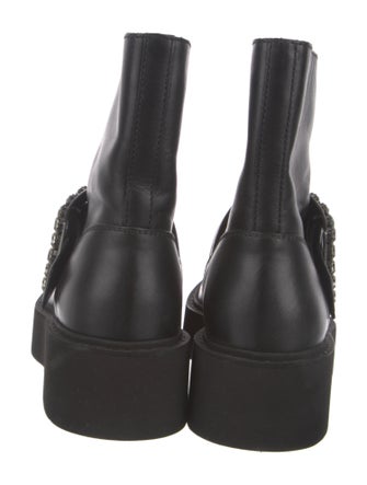 Roger Vivier Leather Crystal Embellishments Moto Boots