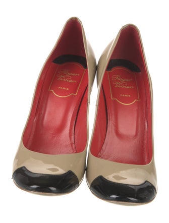 Roger Vivier Patent Leather Colorblock Pattern Pumps