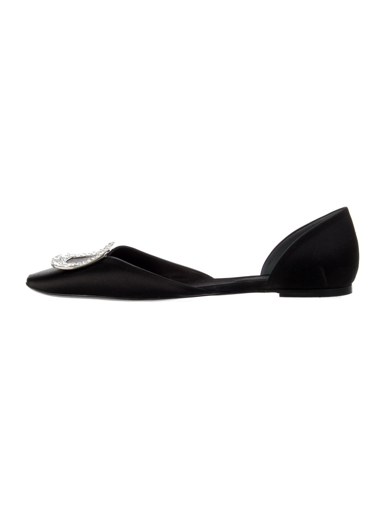 Roger Vivier Satin Crystal Embellishments D'Orsay Flats