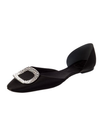 Roger Vivier Satin Crystal Embellishments D'Orsay Flats
