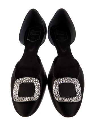 Roger Vivier Satin Crystal Embellishments D'Orsay Flats