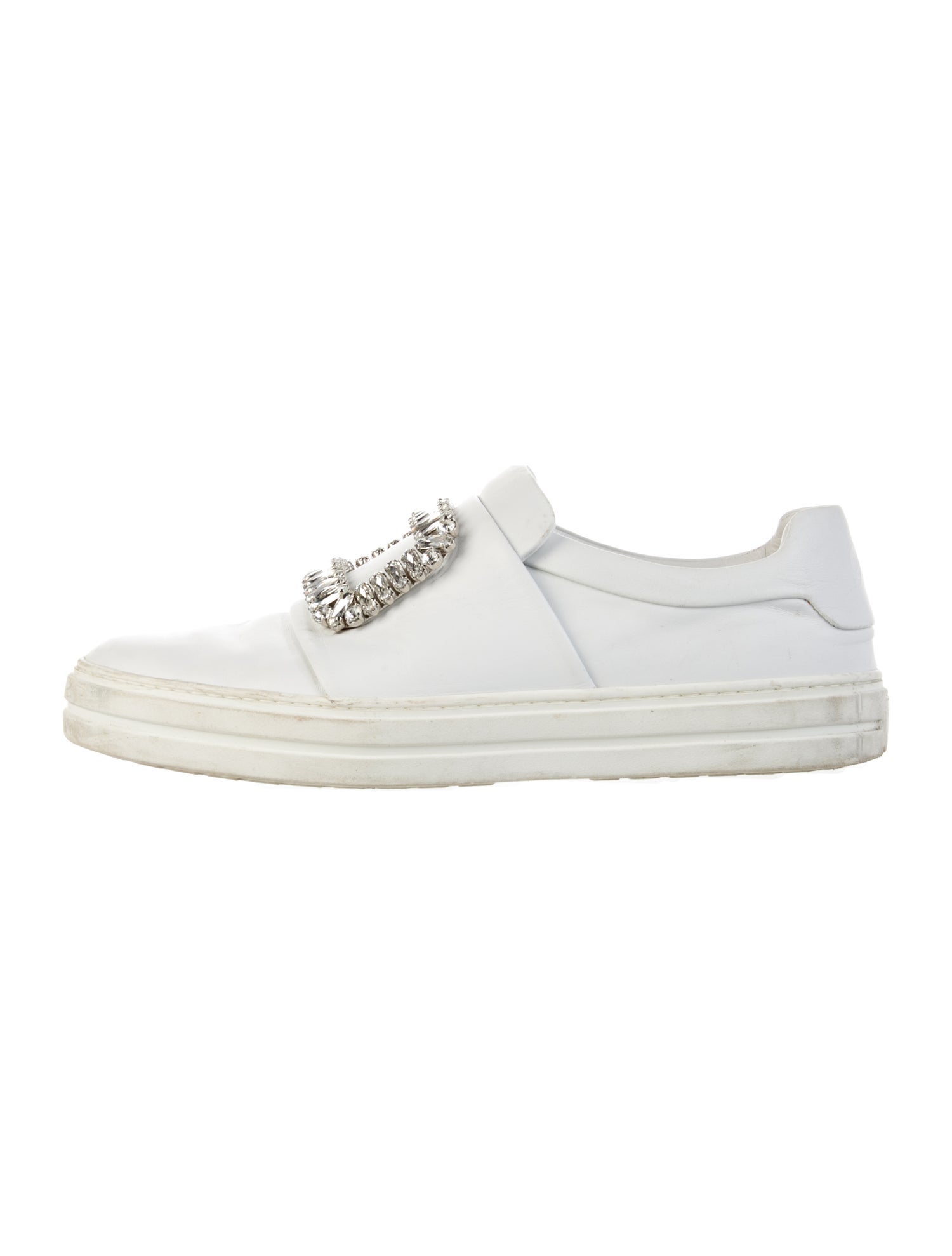 Roger Vivier Leather Crystal Embellishments Sneakers