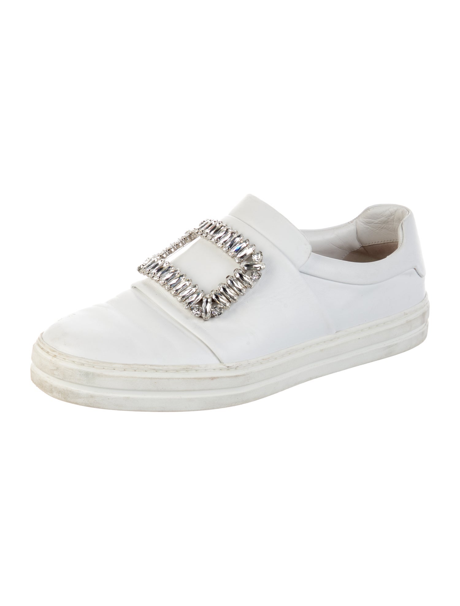 Roger Vivier Leather Crystal Embellishments Sneakers