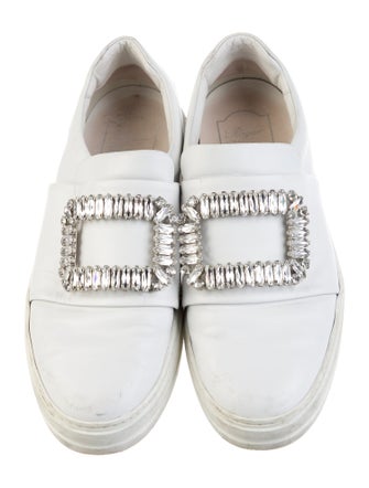 Roger Vivier Leather Crystal Embellishments Sneakers