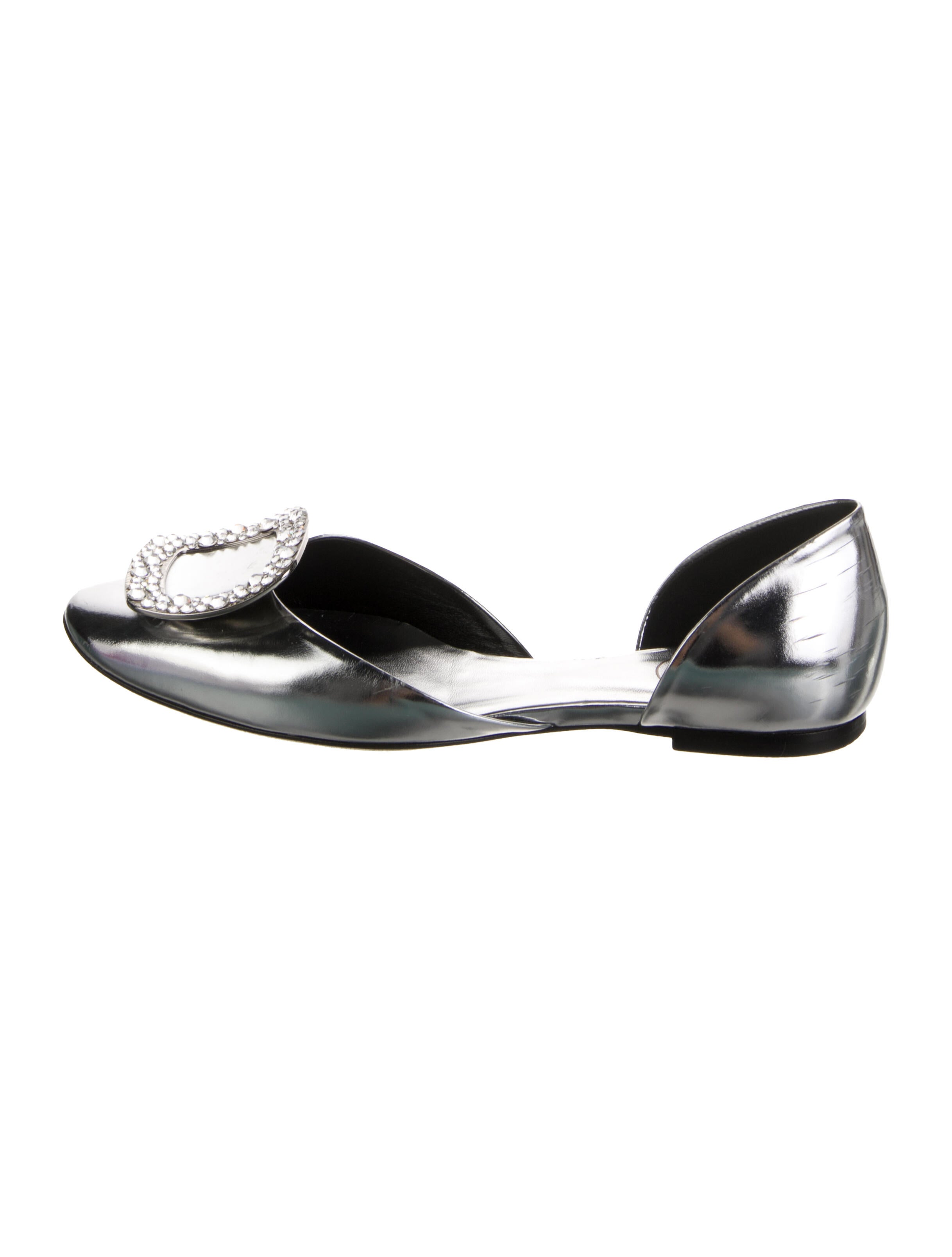 Roger Vivier Patent Leather Crystal Embellishments D'Orsay Flats